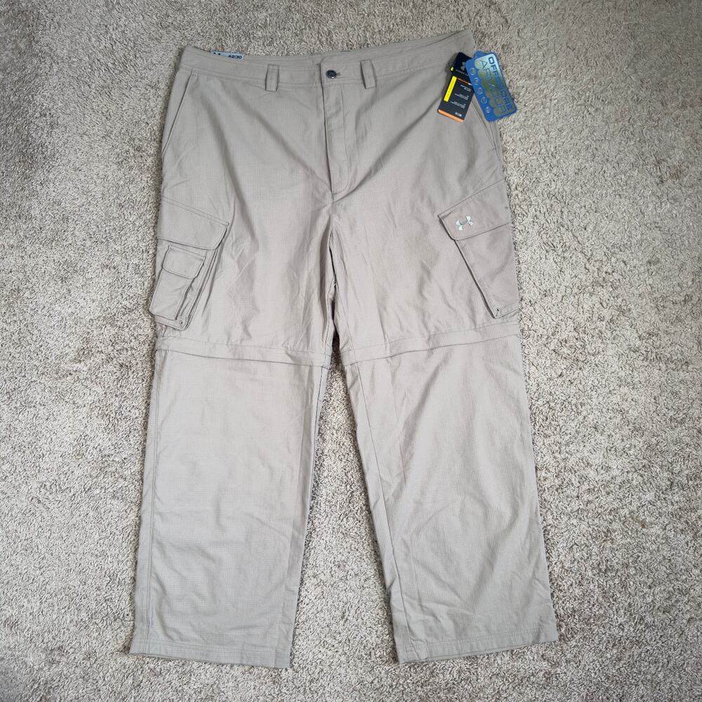 Under Armour 42x30 Brown Ripstop 1205777 Hunt Fish Convertible Mens Cargo Pants